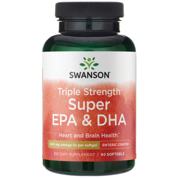 Swanson Triple Strength Super EPA & DHA – High-Potency Omega-3 for Heart, Brain & Joint Health (60 Softgels)