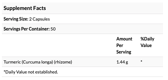 Full Spectrum Turmeric 720mg - 100 Capsules