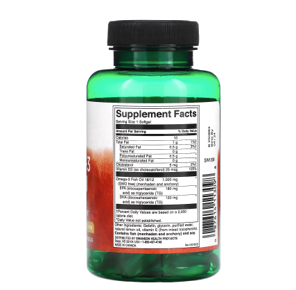 Omega-3 Fish Oil with Vitamin D, Lemon, 1,000 mg, 60 Softgels