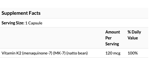 Vitamin K2 120 mcg - 60 Veg Caps