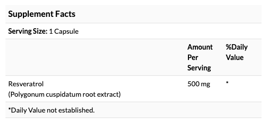 Resveratrol 500mg - 30 Capsules