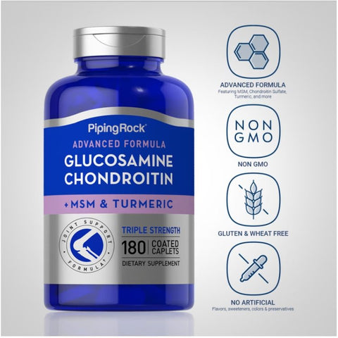 Advanced Triple Strength Glucosamine Chondroitin MSM Plus Turmeric - 180 Coated CapletsPR112Vitadeals-Singapore