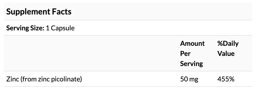 Body-preferred form, Extra Strength Zinc Picolinate, 50 mg, 60 CapsulesSWV-11813Vitadeals-Singapore