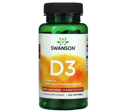 Vitamin D3, Bone and Immune, Highest Potency, 5,000 IU - 250 Softgels