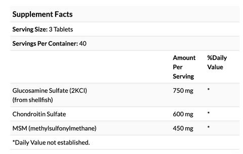 Glucosamine, Chondroitin & MSM, 120 Tablets