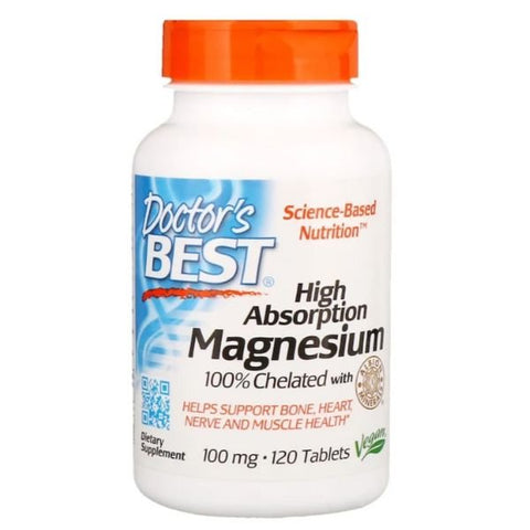 Chelated Magnesium Glycinate (High Absorption Magnesium) 100 mg - 120 Veg TabletsDRB-00025Vitadeals-Singapore