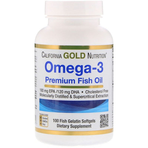 Omega-3 Premium Fish Oil 180mg EPA / 120 DHA - 100 Fish Gelatin Softgels